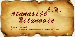 Atanasije Milunović vizit kartica